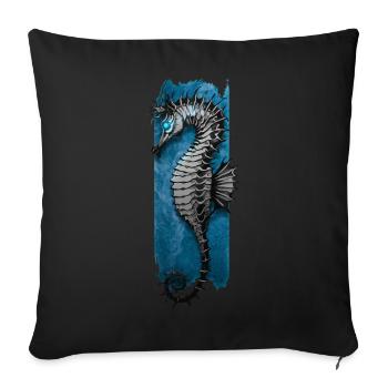 Marine Elegance: Seahorse Serenade - Sofa pillowcase 17,3'' x 17,3'' (45 x 45 cm) - black - Front