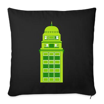 Horloge Tour Verte Rétro - Housse de coussin décorative 45 x 45 cm - noir - Devant