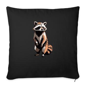 raton laveur - Autocollant animal mignon - Housse de coussin décorative 45 x 45 cm - noir - Devant