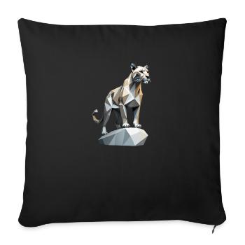 Mountain Lion - Cute Low Poly Cat - Sofa pillowcase 17,3'' x 17,3'' (45 x 45 cm) - black - Front