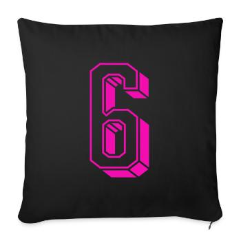 Zahl Sechs - Nummer 6 pink Mädchen Trikotnummer - Sofakissenbezug 45 x 45 cm - Schwarz - Vorne