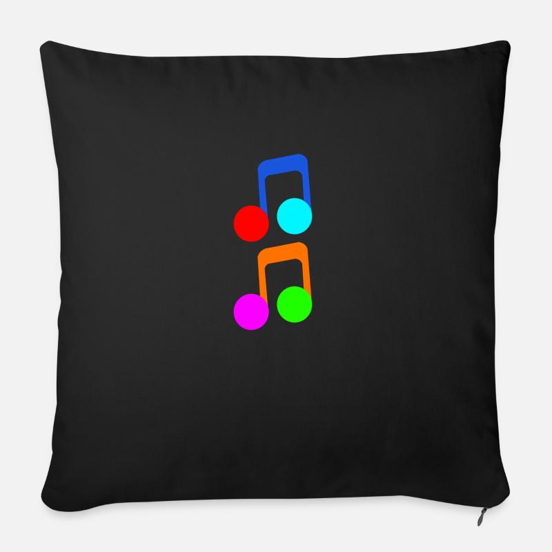 Colorful musical notes musical notes music - Sofa pillowcase 17,3'' x 17,3'' (45 x 45 cm) - black