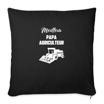 Meilleur papa agriculteur - Housse de coussin décorative 45 x 45 cm - noir - Devant