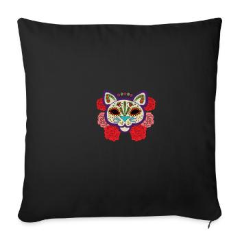 Masque pour Chats - Design Premium - Housse de coussin décorative 45 x 45 cm - noir - Devant