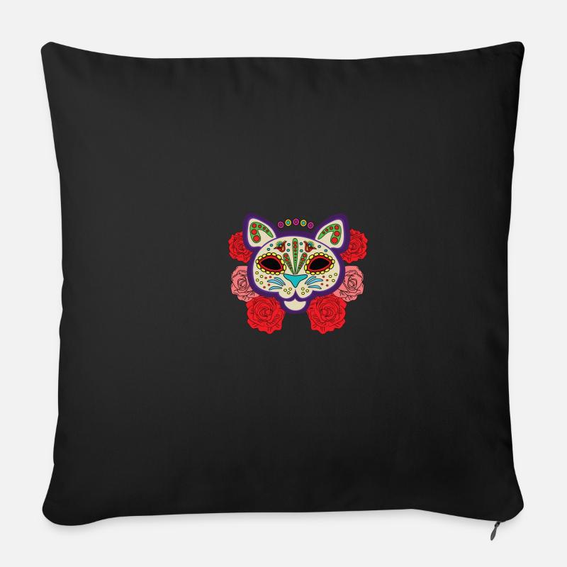 Katzen Maske - Premium Design - Sofakissenbezug 45 x 45 cm - Schwarz
