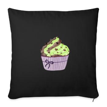 Cupcake mit Pistazie und Schokolade - Sofakissenbezug 45 x 45 cm - Schwarz - Vorne