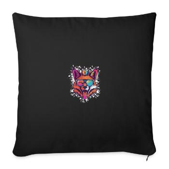 Renard Anniversaire Drôle Fête - Housse de coussin décorative 45 x 45 cm - noir - Devant