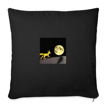 Marche du renard vers la lune - Housse de coussin décorative 45 x 45 cm - noir - Devant