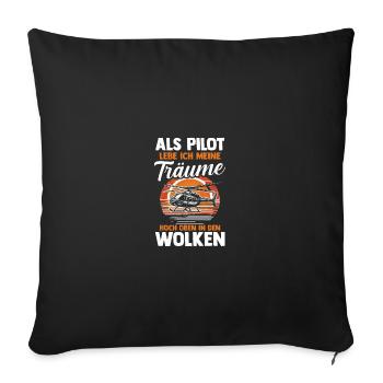 Pilot Flying Aviator Helicopter Helicopter - Sofa pillowcase 17,3'' x 17,3'' (45 x 45 cm) - black - Front