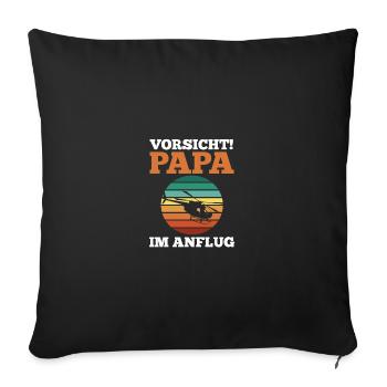 Dad Father Father's Day Pilot Helicopter Helicopter - Sofa pillowcase 17,3'' x 17,3'' (45 x 45 cm) - black - Front