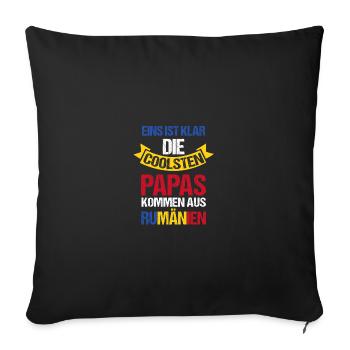 Roumain Papa Père Fête des Pères Roumanie - Housse de coussin décorative 45 x 45 cm - noir - Devant