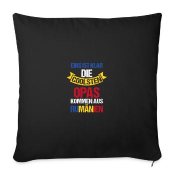 Roumains Grand-père Grand-père Roumanie - Housse de coussin décorative 45 x 45 cm - noir - Devant