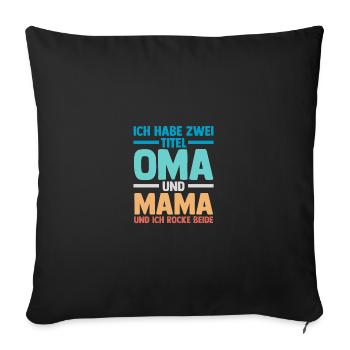 J’ai deux titres : Mamie et Maman - Housse de coussin décorative 45 x 45 cm - noir - Devant