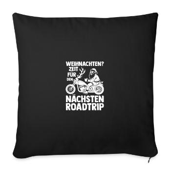 Père Noël moto Noël Noël - Housse de coussin décorative 45 x 45 cm - noir - Devant
