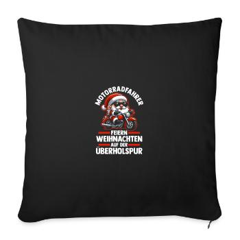 Père Noël moto Noël Noël - Housse de coussin décorative 45 x 45 cm - noir - Devant