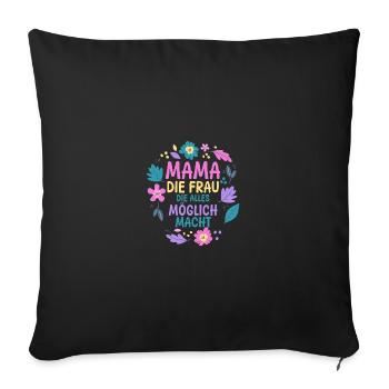 Maman pour la fête des mères - Housse de coussin décorative 45 x 45 cm - noir - Devant