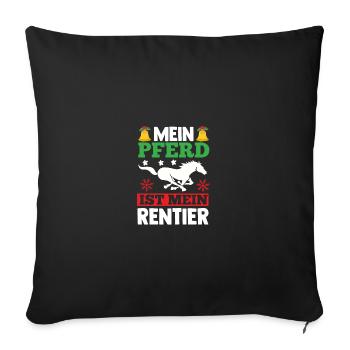 Père Noël Noël équitation cavalier chevaux - Housse de coussin décorative 45 x 45 cm - noir - Devant