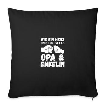 Papi et petite-fille - Housse de coussin décorative 45 x 45 cm - noir - Devant