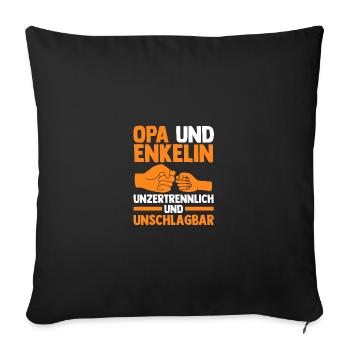 Grandpa and granddaughter - Sofa pillowcase 17,3'' x 17,3'' (45 x 45 cm) - black - Front