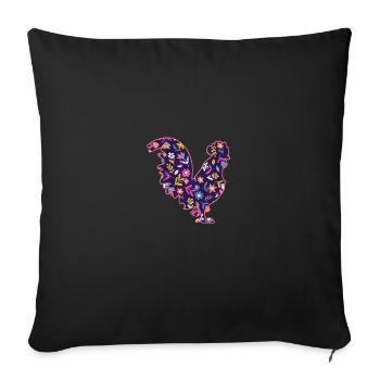 Chicken Rooster - Sofa pillowcase 17,3'' x 17,3'' (45 x 45 cm) - black - Front