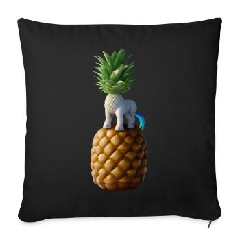 Licorne ananas - Licorne tropicale - Housse de coussin décorative 45 x 45 cm - noir - Devant