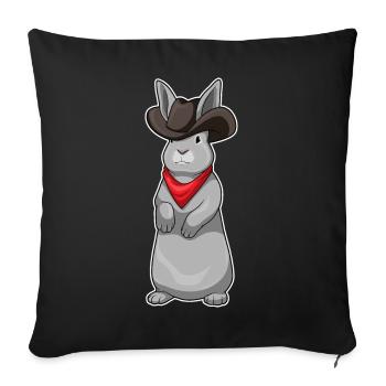 Rabbit Cowboy Cowboy Hat - Sofa pillowcase 17,3'' x 17,3'' (45 x 45 cm) - black - Front