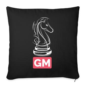 Tournoi de joueurs d’échecs Grand Maître Chevalier GM - Housse de coussin décorative 45 x 45 cm - noir - Devant