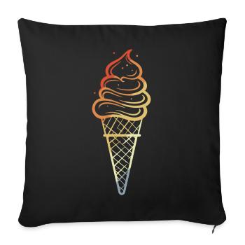 Eiswaffel Skizze Retro Style - Sofakissenbezug 45 x 45 cm - Schwarz - Vorne