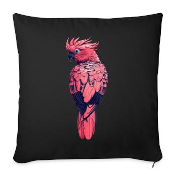 Parrot retro vintage pink - Sofa pillowcase 17,3'' x 17,3'' (45 x 45 cm) - black - Front