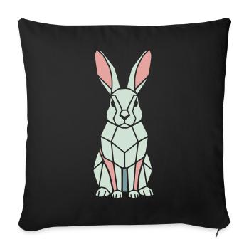 Geometric Bunny Low Poly Modern - Sofa pillowcase 17,3'' x 17,3'' (45 x 45 cm) - black - Front