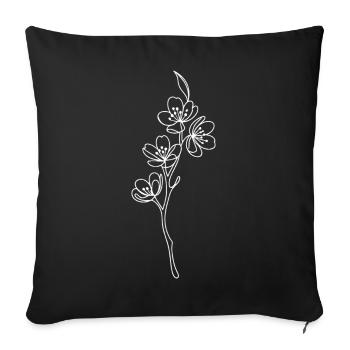 Florale Linienblüte - Sofakissenbezug 45 x 45 cm - Schwarz - Vorne
