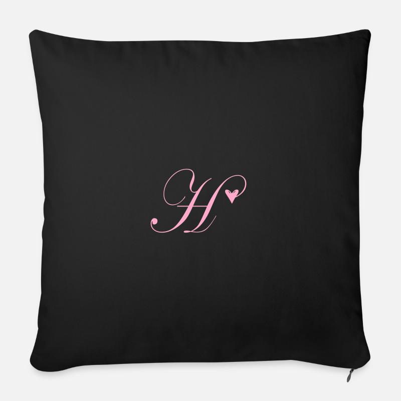 Monogramm H Herz Ranke - Sofakissenbezug 45 x 45 cm - Schwarz