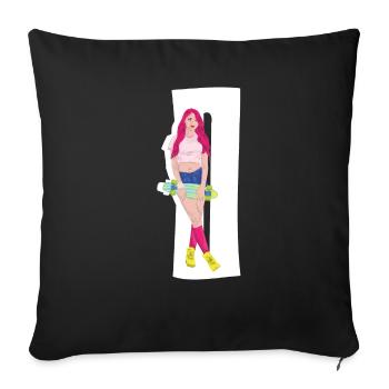 Red-haired skater with skateboard - Sofa pillowcase 17,3'' x 17,3'' (45 x 45 cm) - black - Front
