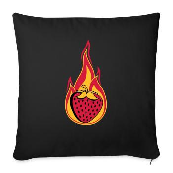 fire flame burn hot strawberry fruity l - Sofa pillowcase 17,3'' x 17,3'' (45 x 45 cm) - black - Front