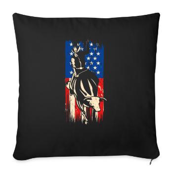 Bull Riding American Flag, Patriotic Rodeo Cowboy - Sofakissenbezug 45 x 45 cm - Schwarz - Vorne