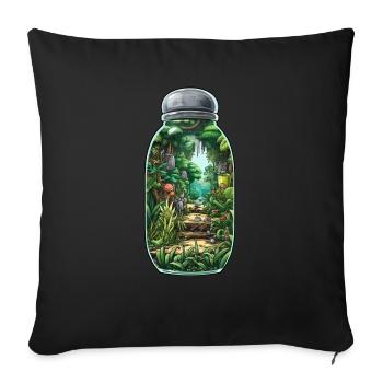 Jungle Bottle Drawing - Sofa pillowcase 17,3'' x 17,3'' (45 x 45 cm) - black - Front
