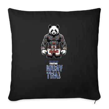 Muay Thai Kickboxen und Thaiboxen panda - Sofakissenbezug 45 x 45 cm - Schwarz - Vorne