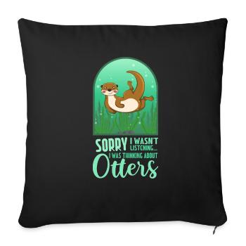 Je pense à la faune marine mignonne de la loutre - Housse de coussin décorative 45 x 45 cm - noir - Devant