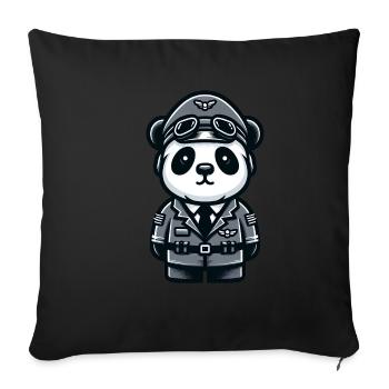 Cute Panda Pilot - Sofa pillowcase 17,3'' x 17,3'' (45 x 45 cm) - black - Front