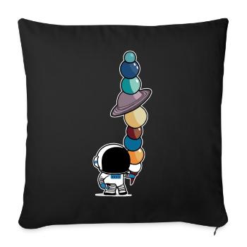Astronaut mit Sonnensystem Planeten Eis Astronomie - Sofakissenbezug 45 x 45 cm - Schwarz - Vorne