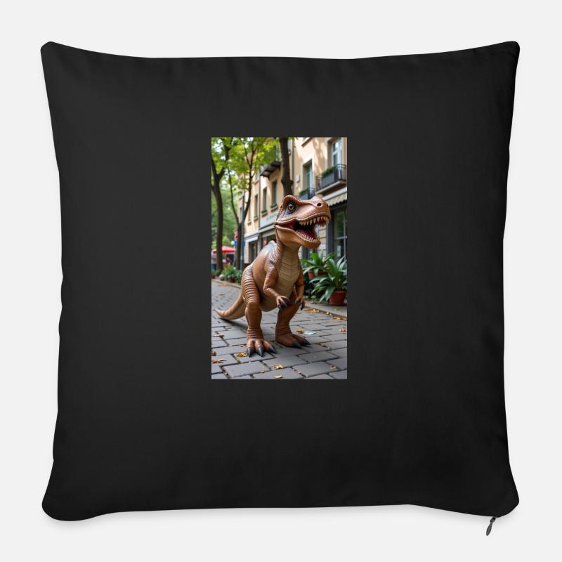 T-Rex in der Stadt - Sofakissenbezug 45 x 45 cm - Schwarz
