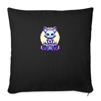 Cat Kawaii Pastel Goth Cute & Creepy Witch - Sofa pillowcase 17,3'' x 17,3'' (45 x 45 cm) - black - Front