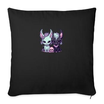 cute cats kawaii pastel goth scary - Sofa pillowcase 17,3'' x 17,3'' (45 x 45 cm) - black - Front