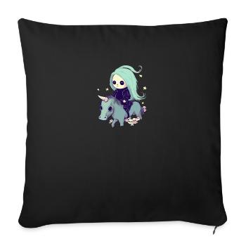 Pastel Goth Kawai Death Grim Reaper Girl Unicorn - Sofa pillowcase 17,3'' x 17,3'' (45 x 45 cm) - black - Front