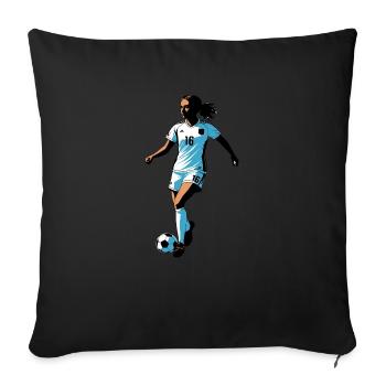 Football Femme - Autocollant de sport relatable - Housse de coussin décorative 45 x 45 cm - noir - Devant