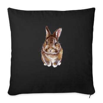 doux lapin Aqurell - Housse de coussin décorative 45 x 45 cm - noir - Devant