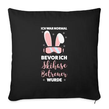 Skihase Apres Ski Skihaserl Geschenk - Sofakissenbezug 45 x 45 cm - Schwarz - Vorne