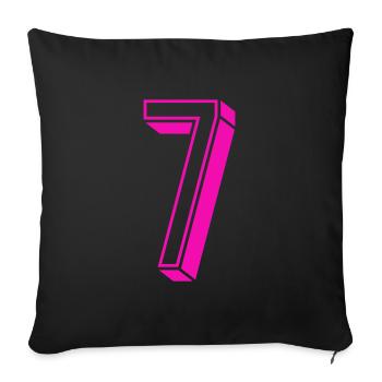 Zahl sieben - Nummer 7 pink Mädchen Trikotnummer - Sofakissenbezug 45 x 45 cm - Schwarz - Vorne