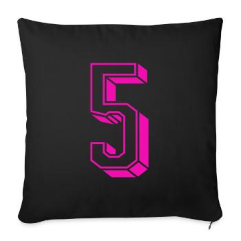 Zahl fünf - Nummer 5 pink Mädchen Trikotnummer - Sofakissenbezug 45 x 45 cm - Schwarz - Vorne