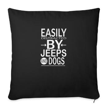 distract by jeeps and dogs - Sofa pillowcase 17,3'' x 17,3'' (45 x 45 cm) - black - Front